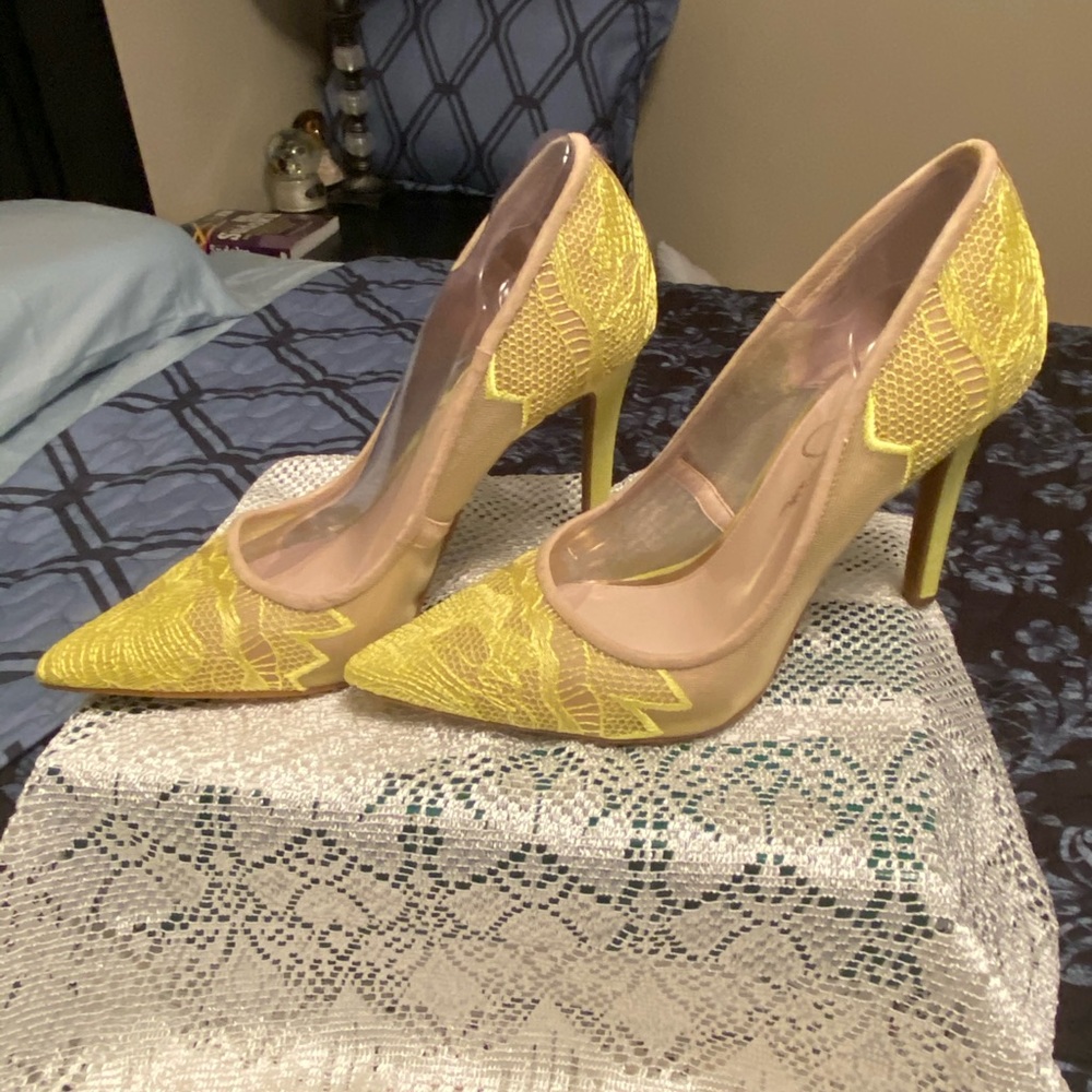 Jessica Simpson neon yellow heels